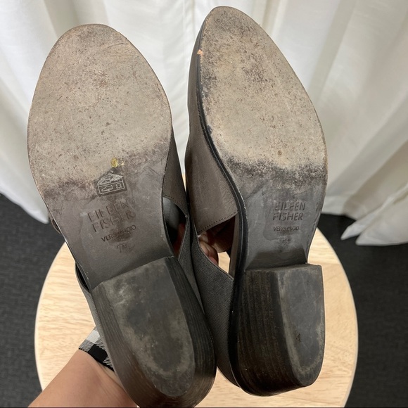 Eileen Fisher gray leather slip on low booties - Picture 8 of 10